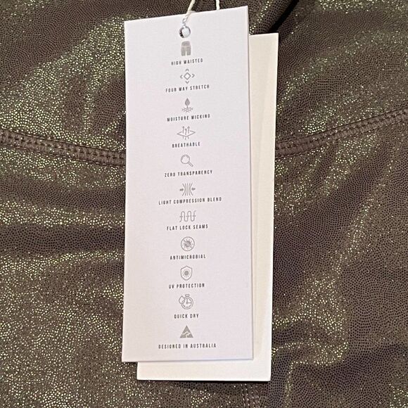 NWT Allfenix Womens Liquid Olive Green Shimmery Pull On 7/8 Leggings Size Small - Picture 6 of 8